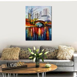 Contemporary Abstract Canvas Art Central Park New York Ii Cityscape Oil Painting Handmade Modern Pub Bar Decor