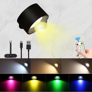 Wall Lamp RGB Wireless LED Light 360° Projector Reading Usb Rechargeable With Remote Control Decoration