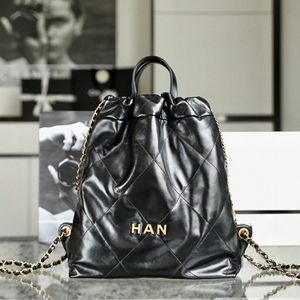 Neue 22 cc echtes Leder Rucksack Stil Handtaschen Doppelkette Schultasche Damen Rucksack Schulter Reise Mode Männer Dame Kofferraum Kupplung Korb Gepäck Tragetasche Buchtaschen