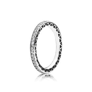 Bant Rings Real 925 Sterling Sier CZ Diamond Ring Orijinal Kutu Fit Pandora Düğün Nişan Mücevherleri Kadınlar için Dam Dönüşü Dh4x9