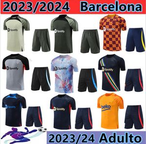 23/24 Barcelona Ansu Fati Tracksuit Camisetas de Football 2023-2024 Lewandowski Gavi Short Sleeve Tracksuit Tracksuit Men and Barca Suits Adult Training Suit