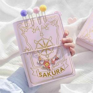 Blocos de Notas Fofo Rosa Sakura Folhas Soltas Caderno Caderno Colorf Páginas Espiral 6 Orifícios Fichário Planner Conjunto de Artigos de Papelaria 210611 Drop De Dhhuv