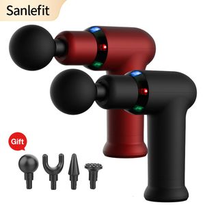 Массажер для всего тела Sanlefit Massage Gun Cool Led Light Percussion Pistol Pistol Глубокая ткань мышца и спина релаксация 230614