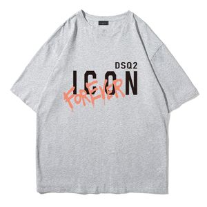 New Cotton DSQ2 Men's Designer Summer Short Sleeve T-shirt Fashion Print Versatile Round Neck Couple Top Personality