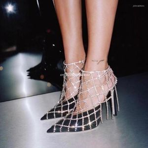 Fußkettchen 2 stücke Mode Mesh Kristall High Heel Fußkettchen Bein Knöchel Armband Femme Fuß Kette Schmuck Für Frauen Schuh decor