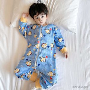 Sleeping Bags Baby Bag Cotton Infant Toddler Sleep Bear Print Split Leg Bed Soft Children Pajamas Jumpsuit 1Tog R230614