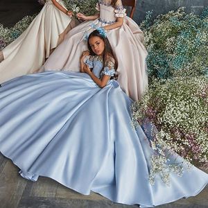Vestidos para meninas Primeira Comunhão Vestido de dama de honra flor com alças para casamento Concurso de beleza Casamento Sonho Presente para crianças