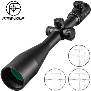 Lobo de fogo 10-40x56e riflescope de caça ao rifle de vidro tático de vidro tático de vidro