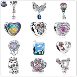 För Pandora Charms Authentic 925 Silver Pärlor dinglar ny fjäril och Rose Clear Cz Stones Skull Bead