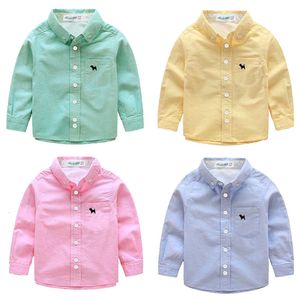 Clothing Sets Cotton Long-sleeved Shirt Boy Autumn Winter Spring Autumn Korean Childrens Clothing White Solid Color Baby Kids Camisas Hemden 230613