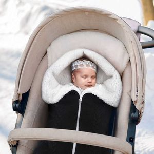 Sovsäckar nyfödda förtjockning vinter stickad väska swaddle fot täcker barn baby