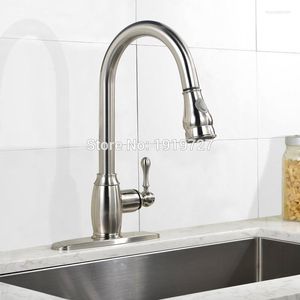 Küchenarmaturen Vidric Classic Antik Einhand-Hebel-Ausziehbrause Ölgeriebene Bronze gebürstetes Nickel Down Sink Dec