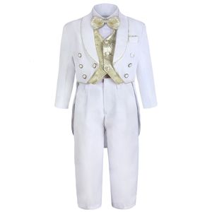 Zestawy odzieży Baby Boy Chrzest Chrzest Tuxedo Toddler Wedding Ceremonia Blessing Suit Niemowlę Zimę formalny strój dżentelmena 5 szt. 230613
