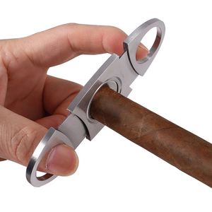 Rostfritt stål cigarrskärare ficka små dubbla blad cigar sax svart tobak cigarrkniv rökning Tillbehörsverktyg