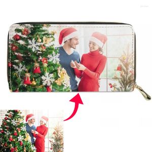 Wallets 2023 Custom Personalized Color Picture Zipper Long Wallet Clutch Bag Po Print Customized DIY Women Christmas Gift