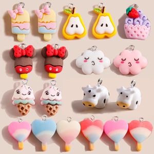 Charms Mix Kawaii Cartoon Resin Ice Cream Cake Chips Pear Flowe Cola Pendants For Earring Bracelet Keychain Jewelry Making Drop Deliv Smtub