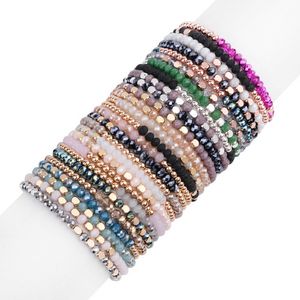 Bulk Kristalle Großhandel 3 mm zierliche Armbänder für Frauen Boho Statement Stapelbare Stretch Perlen Armbänder