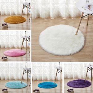 Carpets Carpet Soft Machine Floor Small Rugs Mat Warm Artificial Sheepskin Rug Chair Cover Fluffy Round Circles