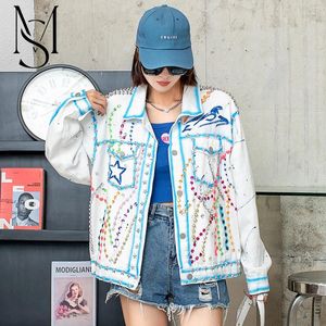 Women's Jackets Thailand Chaopai 2023 Spring Autumn European Heavy Industry Rivet Studded Denim Jacket Women Loose Top