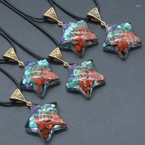 Pendant Necklaces Star Shape Natural Stone Orgonite Necklace For Women Energy 7 Chakras Chips Crystal Orgone Healing Jewelry