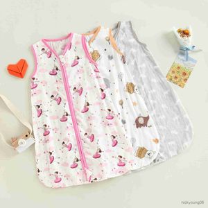 Sacos de dormir para bebês recém-nascidos, meninas, meninos, envoltório, bolsa colete animal com zíper, sem mangas, para dormir R230614