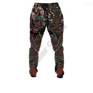 Calça Masculina PLstar Cosmos Oni Mask Tattoo Masculina Para Mulheres Novidade 3D All Over Joggers Impressos Harajuku Calça de Moletom Hip Hop Completa