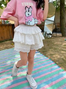 Gonne Ragazze Mini abito da torta Culottes in pizzo Pantaloncini soffici Rosa Blu Bianco Baby Skirt Fashion Pretty for 38t 230614