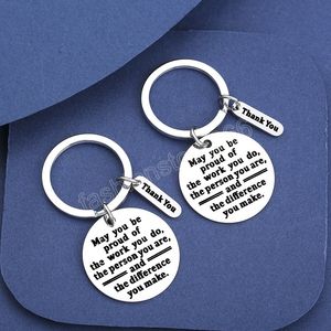 Creative Stainless Steel Keychain For Women Men Son Daughter Sister Brother Thank You Keyring Key Chain Charms Jewelry Gifts