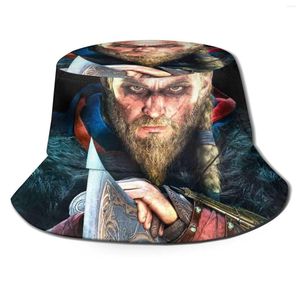 Boinas Valhalla Bucket Hat Chapéus protetores solares Eivor Viking Valhala Video Game King War Fun Fantasy 2023