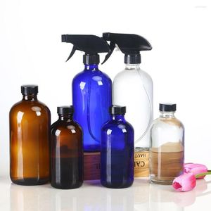 Storage Bottles 500ml Large Empty Amber Glass With Black Trigger Mist Stream Spray Cap For Essential Oil Cleaning Product