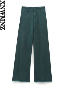 Jeans da donna XNWMNZ 2023 Moda donna Marine Straight Donna Vintage Vita alta Tasca con zip Casual Versatile Donna Chic 230614