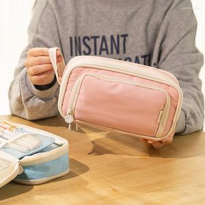 Double-layer Pencil Case Pouch For Girls Large Capacity Pen Box Organizer School Supplies Office Accessories Stationery Bag