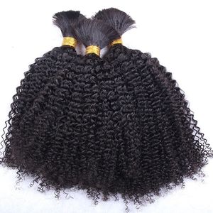 Bulks Mongolian Afro Bulk 3Bundles Braiding Weaving No Weft Long Kinky Curly Human Hair Bundles Extensions 230613