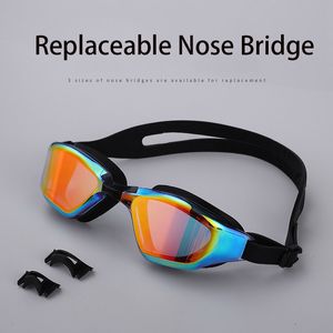 occhiali Occhialini da nuoto Occhiali impermeabili e antiappannamento HD Lenti galvaniche per adulti Ponte regolabile del naso Equipaggiamento per il nuoto 230613