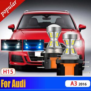 Yeni 2x Araç Yüksek Parlak Kanbus Hatası Ücretsiz H15 LED DRL Front Sinyal Günü Ampuller Otomatik Audi A3 Quattro 2016 için Gündüz Koşu Lambası