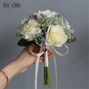 Dried Flowers Artificial Roses Babysbreath Bouquet Silk Gypsophila Fake Wedding DIY Home Table Vase Decoration Faux Flores 230613