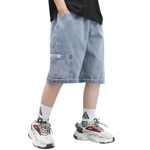 Shorts Teenager Kids Boys Denim 4Y16Y Summer Solid Blue Children Casual Pants Soft Cotton Jeans Short Straight 230614