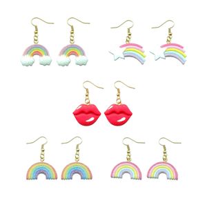 Urok Rainbow Creative Earring for Women żywica usta Kolczyki Dzieci ręcznie robione biżuteria DIY Prezenty dostawa smtza