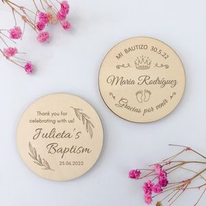 Outros suprimentos para festas de eventos 20 unidades de ímã de geladeira de madeira personalizado para batismo lembrança personalizada para festa de batismo presente de ímã de madeira gravado para convidados 230613