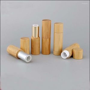 Garrafas de armazenamento Tubo de batom de bambu Lip Gross Containe Garrafa recarregável DIY Garrafa recarregável ecológica Biodegradável Recipiente vazio