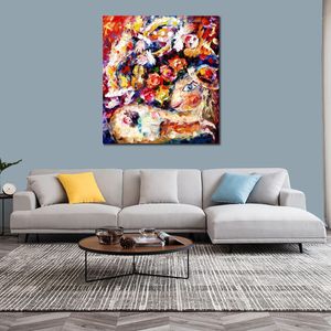 City Life Landscape Canvas Art Air Clown Hand Painted Kinfe Painting for Hotel Wall Modern