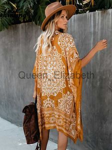 Vestidos casuais fitshinling étnico vintage praia quimono flor amarelo oversize biquíni encobrir roupa de banho 2022 verão boêmio irregular cardigan j230614