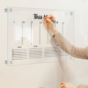 Dekorativa objekt Figurer Erasable Family Schedor Planner Acrylic Calender Board Wall Mounted Weekly Whiteboard Easy Install 230613