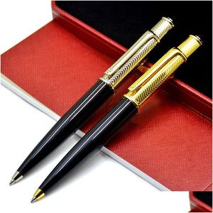 Bollpunktspennor högkvalitativ diabolo -serie Metal Pen Black/Golden/Sier Stationery School Office Supplies Writing Smooth Ball Mer Dr DHX4F