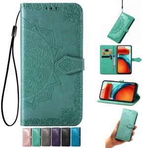 Xiaomi Redmi Note 11e 11R 11S 11T 12S 10 Lite 11 SE 12 Pro Plus Phone Case PU Leather Cover Anti-Skid Convex Datura Flowers Hand Strap