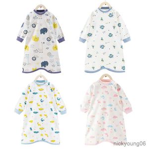 Sleeping Bags Baby Summer Cotton Long Sleeves Infant Wearable Blanket Sleep Bag Soft Pajama Sleepwear for Toddler R230614