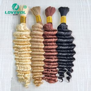 Hair Bulks Bulk Human Hair Deep Wave For Braiding Deep Curly No Weft Brazilian Hair Extensions 100 Grams Can Customized Color 230613