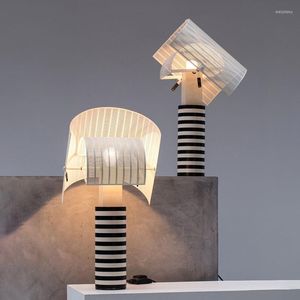 Tischlampen Designer Shogun Lampe Moderne Streifengitter Schreibtischleuchte Schlafzimmer Wohnzimmer Ausstellung EL LED Art Weiß Schwarz