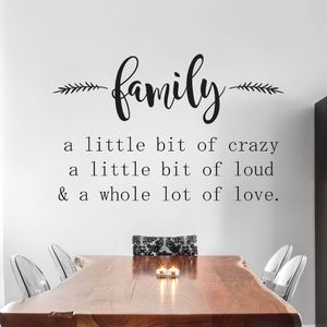 Family Wall Sticker Home Love Citat Vinyl Wall Decal avtagbar vardagsrum Dekoration Söt familj Vinylväggar AZ166