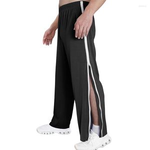 Calça Masculina Masculina Tear Away Basketball Calça de moletom com zíper fora da pista com zíper nas pernas (cinza escuro L)